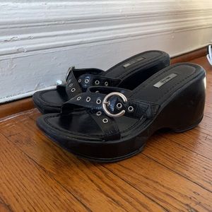 METRO 7 strappy black platforms sandals y2k unworn
